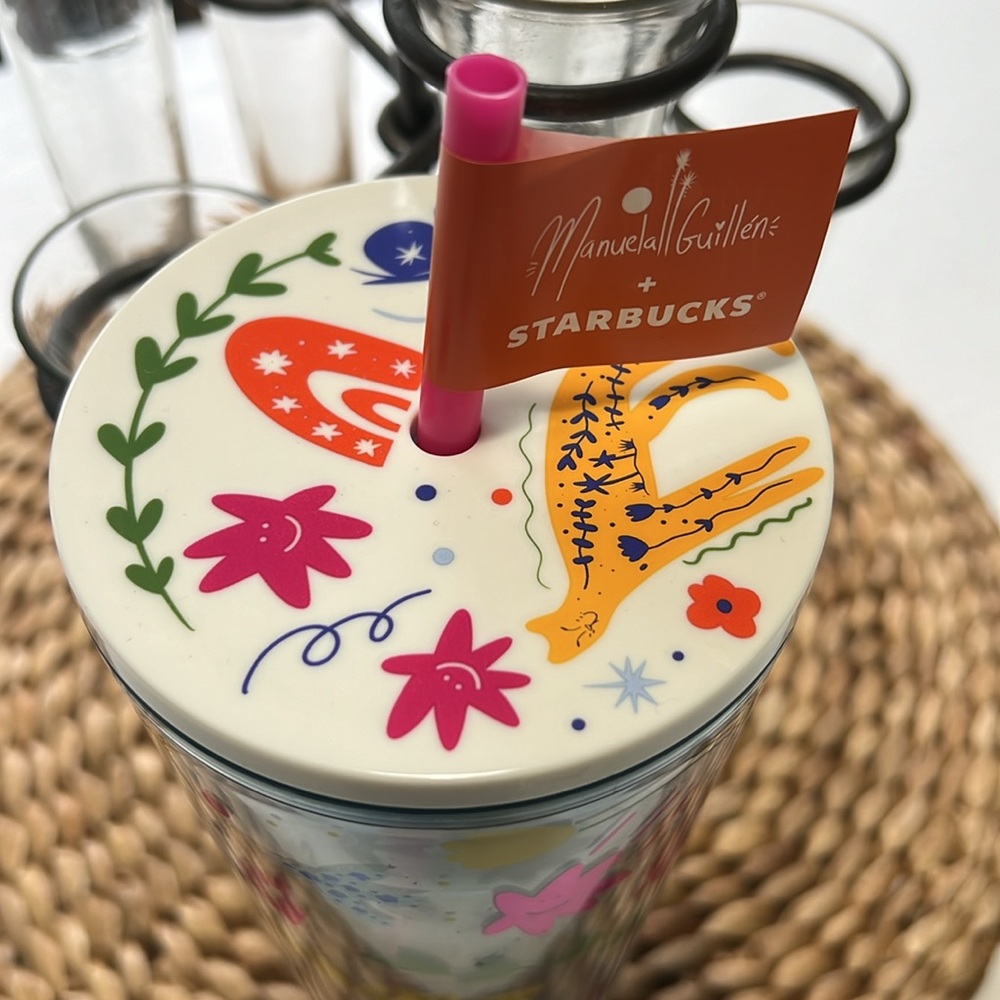Brand New STARBUCKS 2023 Fall 24oz TUMBLER - Manuela Guillen Buenas Vibras - Picture 4 of 13